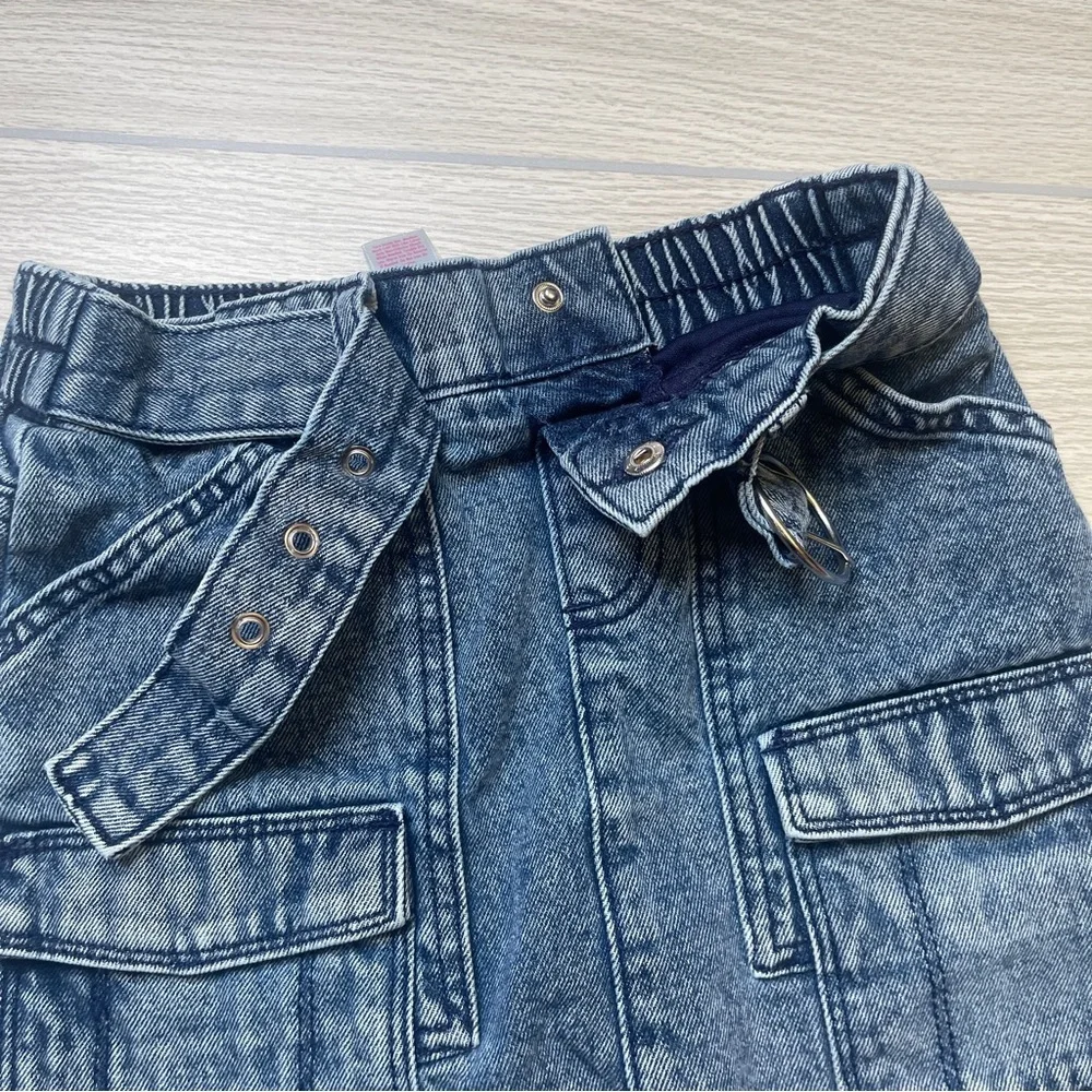 Justice Denim Blue Jean Cargo Pockets Skirt with attached Shorts Girl’s Size 8